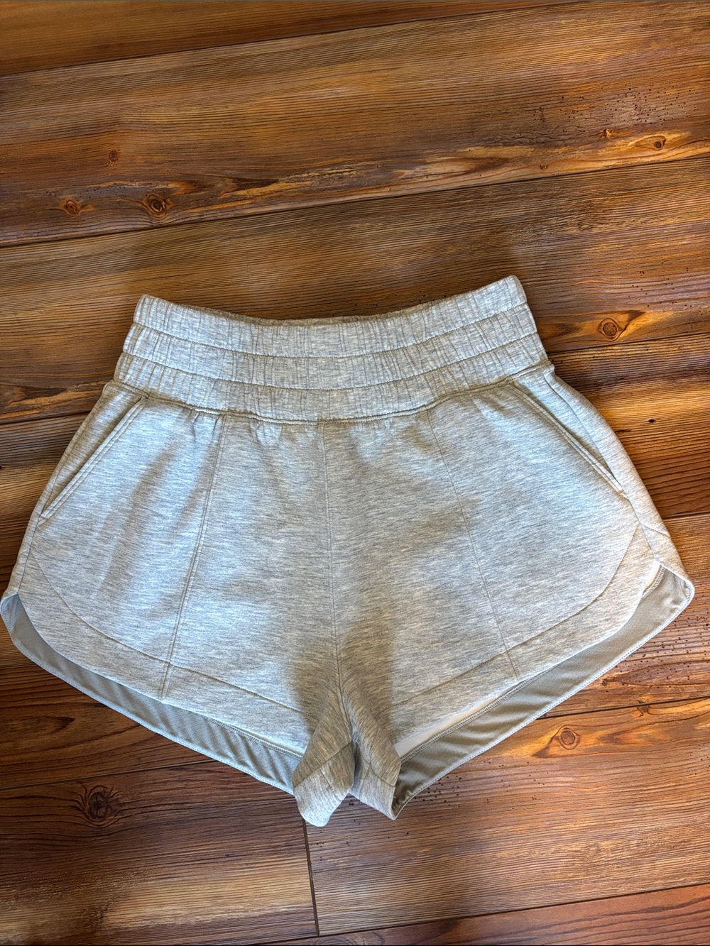 Abercrombie & Fitch Light Gray High-Waist Athletic Shorts
